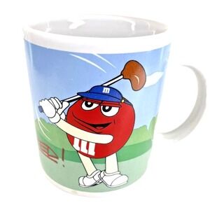 M&M'S Candy  Red & Yellow Playing Baseball & Golfing  Coffee /Tea Mug